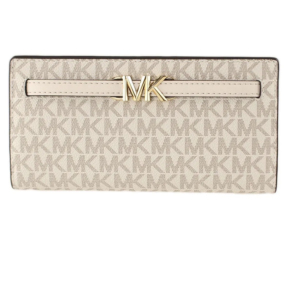 Michael Kors Cream Continental Wallet with Gold Hardware